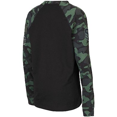 Youth Colosseum Black/Camo Nebraska Huskers OHT Military Appreciation Raglan Long Sleeve T-Shirt