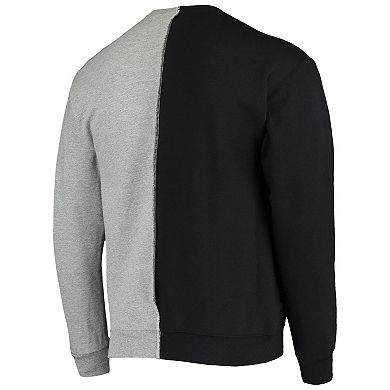 Men's Refried Apparel Black/Heather Gray Las Vegas Raiders Sustainable Split Center Pullover Sweatshirt