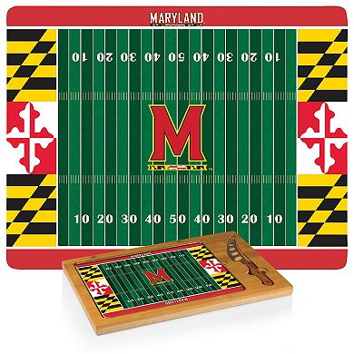 Picnic Time Maryland Terrapins Icon Glass Top Cutting Board & Knife Set