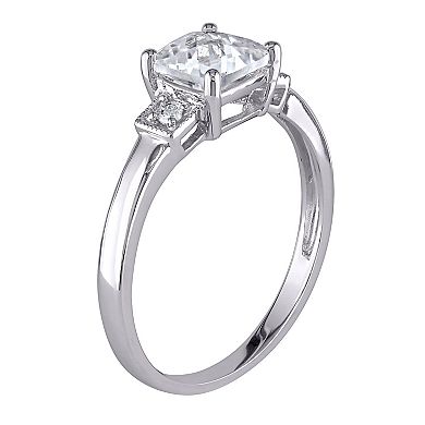 Stella Grace 10k White Gold Lab-Created White Sapphire & Diamond Accent 3-Stone Ring