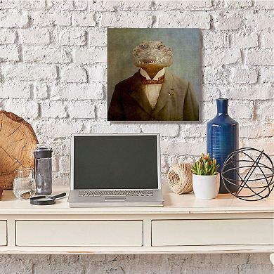 Stupell Home Decor Alligator in Business Suit Men's Fashion Reptile Canvas Wall Art