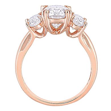 Stella Grace 10k Rose Gold Oval Lab-Created Moissanite 3-Stone Engagement Ring