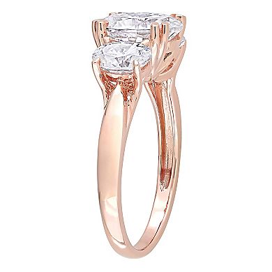 Stella Grace 10k Rose Gold Oval Lab-Created Moissanite 3-Stone Engagement Ring