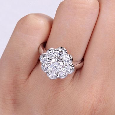 Stella Grace 10k White Gold Lab-Created Moissanite Floral Ring