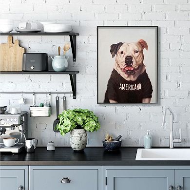 Stupell Home Decor American Bulldog in Americano T-Shirt Dog Pun Wall Art