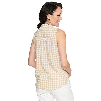 Women's Croft & Barrow® Linen-Blend Sleeveless Shirt