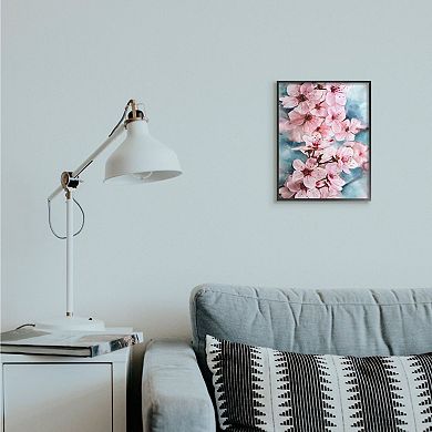 Stupell Home Decor Branch of Blooming Cherry Blossoms Pink Blue Framed Wall Art