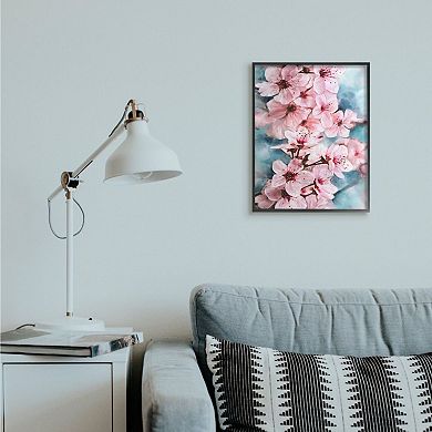 Stupell Home Decor Branch of Blooming Cherry Blossoms Pink Blue Framed Wall Art