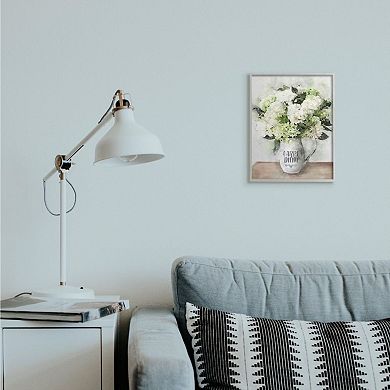 Stupell Home Decor Carpe Diem Motivation with White Hydrangea Bouquet Framed Wall Art