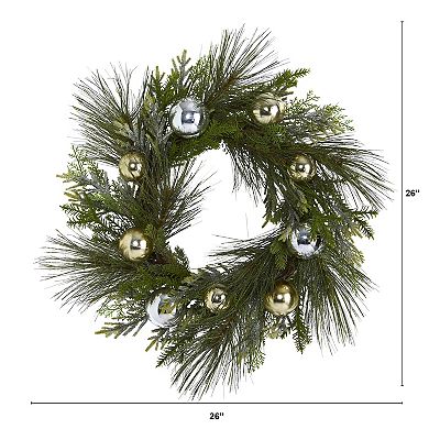 nearly natural Sparkling Pine Artificial Christmas Wreath