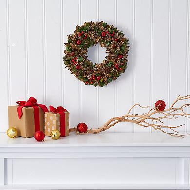nearly natural Mixed Greens Artificial Christmas Wreath