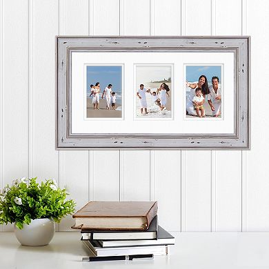 COURTSIDE MARKET Rustic Large White 3-Opening Collage Frame