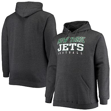 Men's Fanatics Branded Heathered Charcoal New York Jets Big & Tall Practice Pullover Hoodie