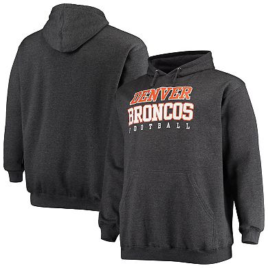 Men's Fanatics Branded Heathered Charcoal Denver Broncos Big & Tall Practice Pullover Hoodie