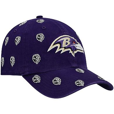 Women's '47 Purple Baltimore Ravens Confetti Clean Up Head Logo Adjustable Hat