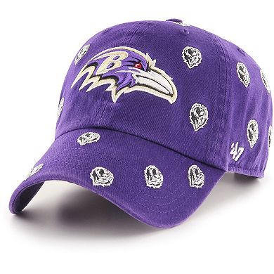 Women's '47 Purple Baltimore Ravens Confetti Clean Up Head Logo Adjustable Hat