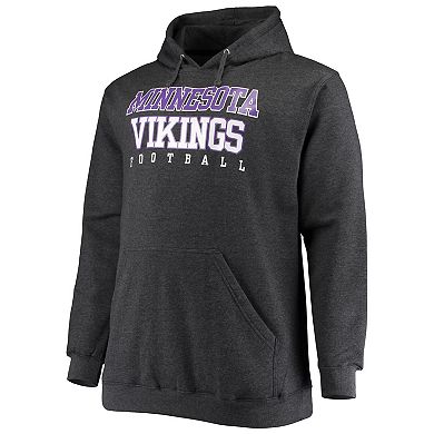 Men's Fanatics Branded Heathered Charcoal Minnesota Vikings Big & Tall Practice Pullover Hoodie