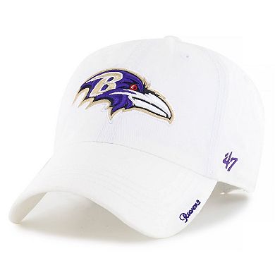 Women's '47 White Baltimore Ravens Miata Clean Up Logo Adjustable Hat