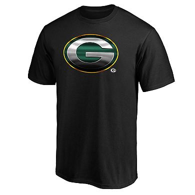 Men's Fanatics Branded Black Green Bay Packers Midnight Mascot Team Logo T-Shirt