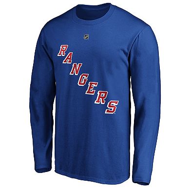 Men's Fanatics Branded Alexis Lafrenière Blue New York Rangers Authentic Stack Name & Number Long Sleeve T-Shirt