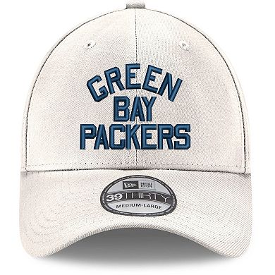 Men's New Era White Green Bay Packers Wordmark Iced II 39THIRTY Flex Hat