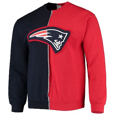 Men's Refried Apparel Navy/Red New England Patriots Sustainable Split Center Pullover Sweatshirt