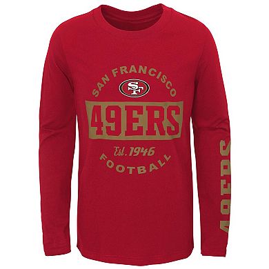 Toddler Heathered Gray/Scarlet San Francisco 49ers Goal Line Stand Long Sleeve/Short Sleeve T-Shirt Combo Set