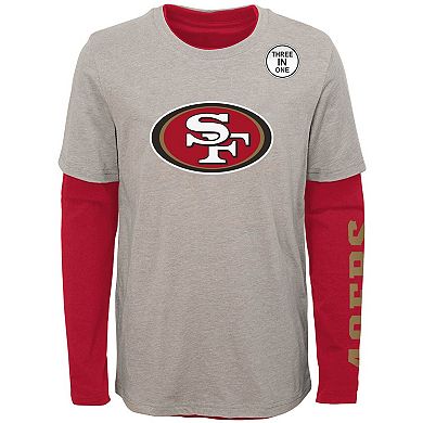 Toddler Heathered Gray/Scarlet San Francisco 49ers Goal Line Stand Long Sleeve/Short Sleeve T-Shirt Combo Set