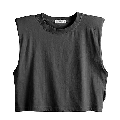 Juniors' KENDALL & KYLIE Boxy Muscle Tee with Shoulder Pads