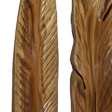Stella & Eve Feather Teak Wood Wall Decor 3-piece Set