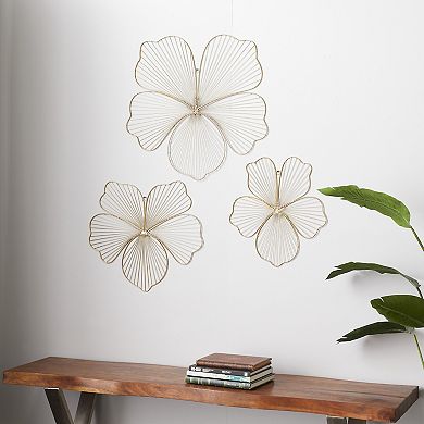 CosmoLiving by Cosmopolitan Gold Finish Floral Wall Decor 3-piece Set