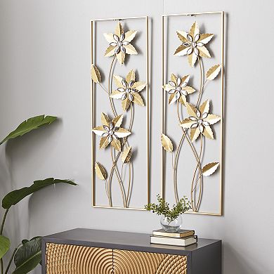 Stella & Eve Floral Metallic Wall Decor 2-piece Set