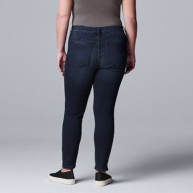 Plus Size Simply Vera Vera Wang Button Front Skinny Jeans