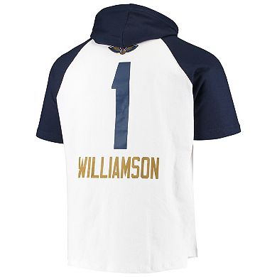 Men's Zion Williamson White/Navy New Orleans Pelicans Player Raglan Pullover Hoodie