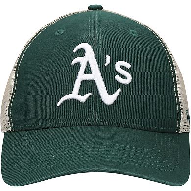 Men's '47 Green/Natural Oakland Athletics Flagship Washed MVP Trucker Snapback Hat