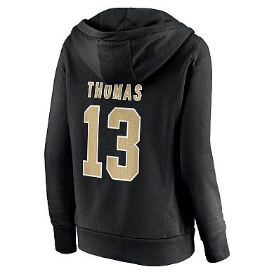 Women's Fanatics Branded Michael Thomas Black New Orleans Saints Player Icon Name & Number Pullover Hoodie