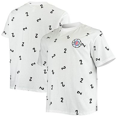 Men's Fanatics Branded Kawhi Leonard White LA Clippers Big & Tall Allover Name & Number T-Shirt