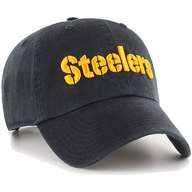 Men's '47 Black Pittsburgh Steelers Clean Up Script Adjustable Hat