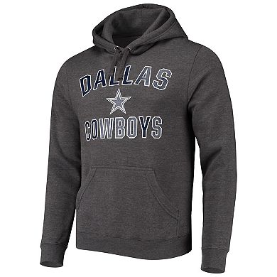 Men's Fanatics Heather Charcoal Dallas Cowboys Victory Arch Team Fitted Pullover Hoodie