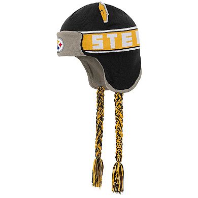 Toddler Black Pittsburgh Steelers Wordmark Ears Trooper Knit Hat