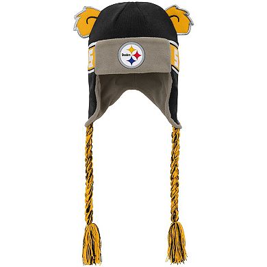 Toddler Black Pittsburgh Steelers Wordmark Ears Trooper Knit Hat