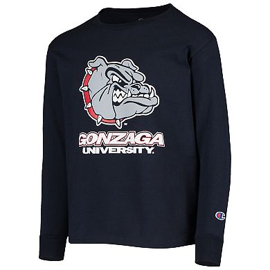 Youth Champion Navy Gonzaga Bulldogs Lockup Long Sleeve T-Shirt