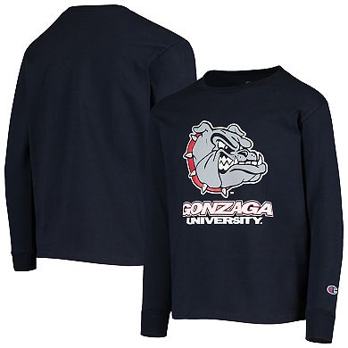 Youth Champion Navy Gonzaga Bulldogs Lockup Long Sleeve T-Shirt