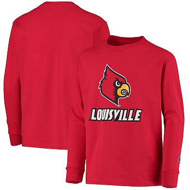 Youth Champion Red Louisville Cardinals Lockup Long Sleeve T-Shirt