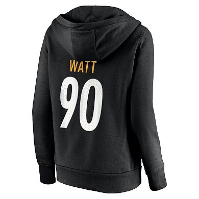 Women's Fanatics Branded T.J. Watt Black Pittsburgh Steelers Player Icon Name & Number Pullover Hoodie