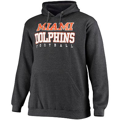 Men's Fanatics Branded Heathered Charcoal Miami Dolphins Big & Tall Practice Pullover Hoodie