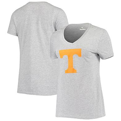 Women's Fanatics Branded Heathered Gray Tennessee Volunteers Primary Logo V-Neck T-Shirt