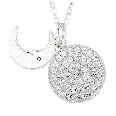 Brilliance Silver Tone Crystal Moon & Disc Necklace