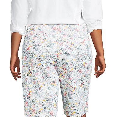 Plus Size Lands' End Midrise Pull-On Twill Bermuda Shorts