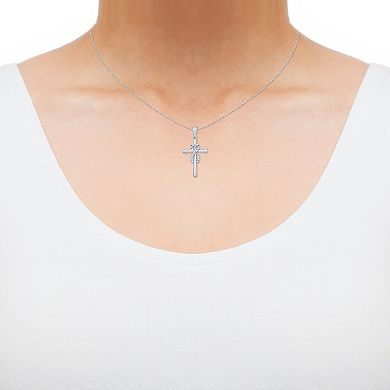 Sterling Silver 1/10 Carat T.W. Diamond Infinity Cross Pendant Necklace